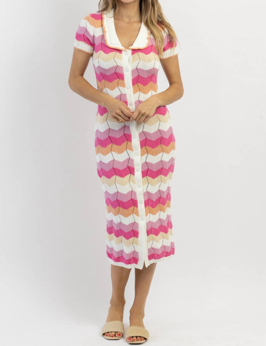 STRIPE CROCHET MIDI DRESS