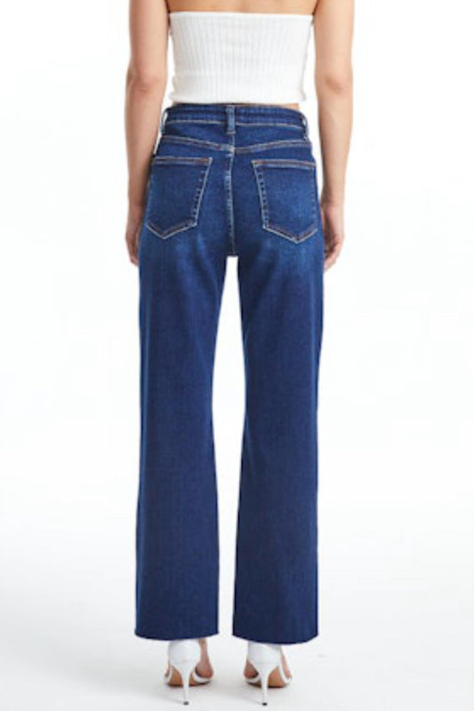 Bayeas - High Rise Straight Raw Hem Jeans