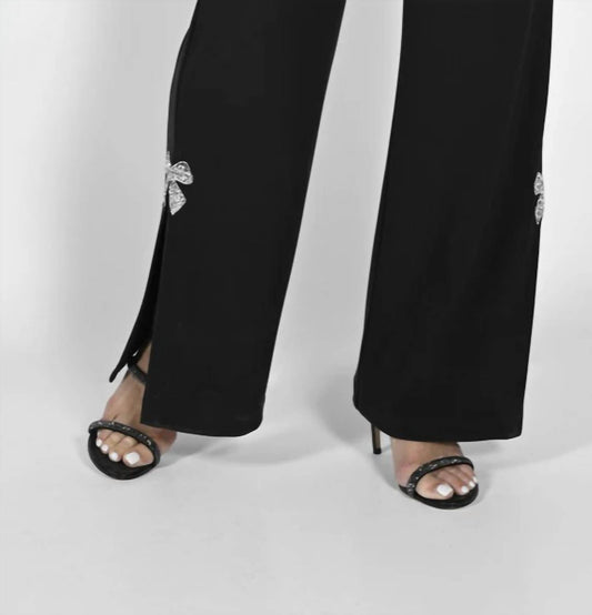 Frank Lyman - Knit Pant With Sequin Side Bow