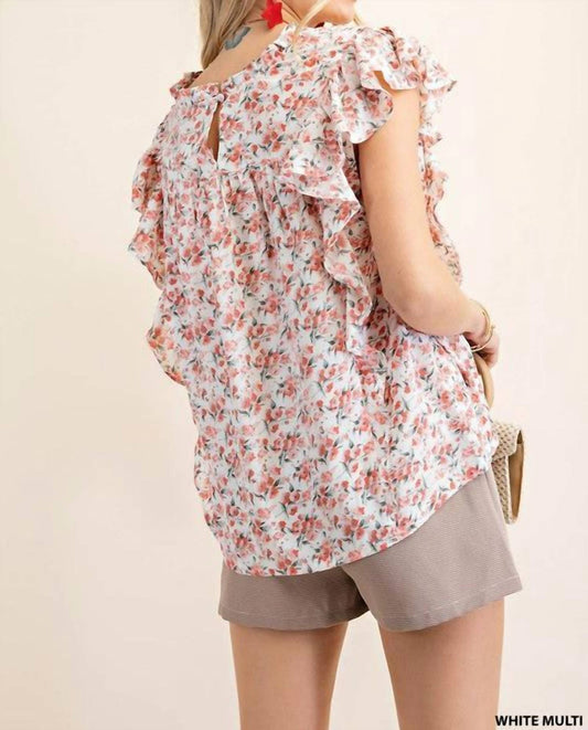 Kori - Dobby Printed Smocked Top