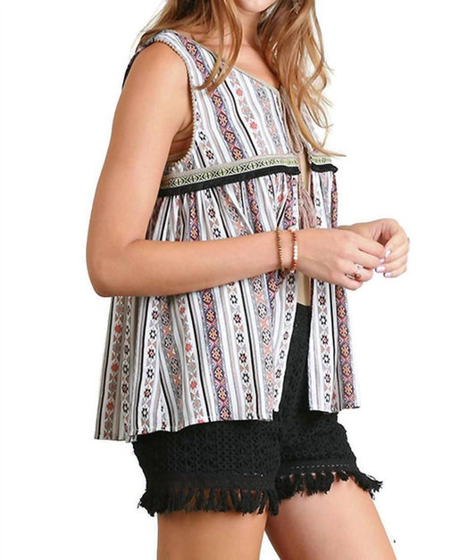 Umgee - Tribal Print Tassel Tie Vest