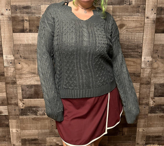 Ontinva - Taissa Notch Neck Oversized Tunic Sweater