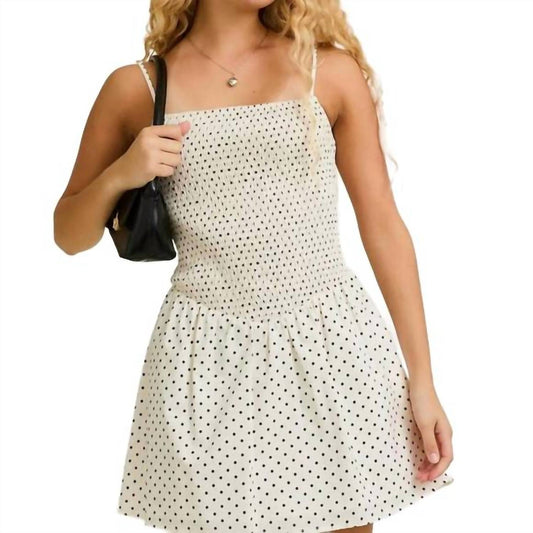 Le Lis - Spaghetti Strap Fitted Dot Mini Dress