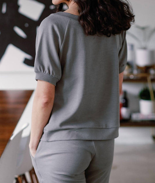 Yala - Berkeley Puff Short Sleeve Bamboo & Organic Cotton Raglan Sweatshirt Top