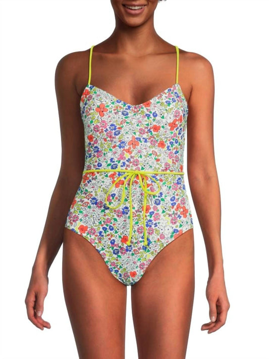 Tommy Hilfiger - Adjustable Tie Belt One-piece Floral Swimsuit
