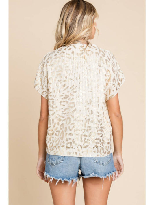 Jodifl - Metallic Leopard Print Knit Top