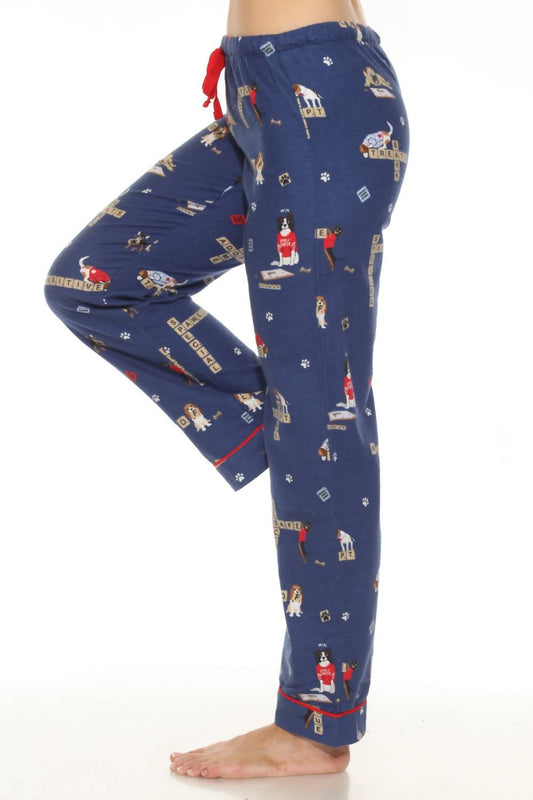Pj Salvage - Women's Dark Denim Love Leo Rescue Flannel Pajama Pant