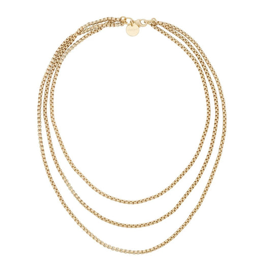 Eklexic - Triple Layer Thin Luciana Box Chain Necklace