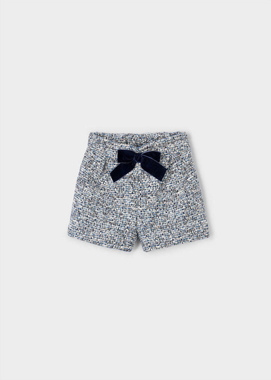 Mayoral - Girl's Velvet Bow Tweed Shorts