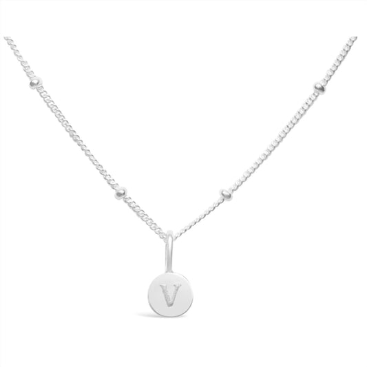 Stia - Women's Love Letters Mini Disk Letter Necklace - V