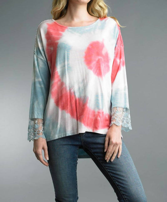 Tie Dye And Lace Hi Low Sweater