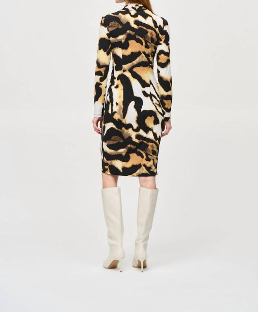 Joseph Ribkoff - Animal Print Faux Wrap Sheath Dress