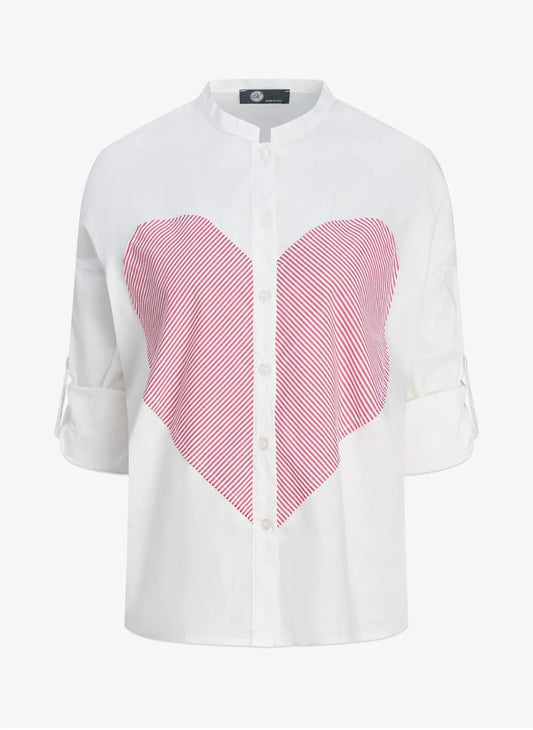 M Made In Italy - Women's Heart Stripe Blouse
