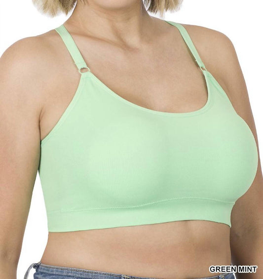 Zenana - Cross Back Padded Seamless Bra With Adjustable Strap