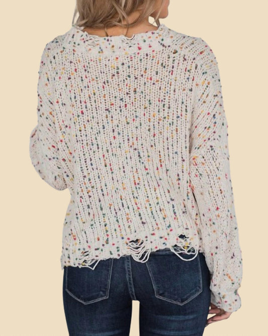 Pol - Distressed Confetti Sweater