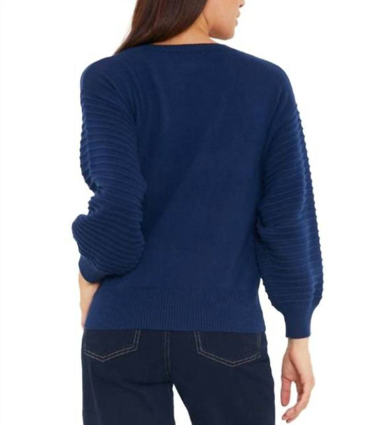 Brodie Cashmere - Textured Balloon Sleeve Crew Sweater