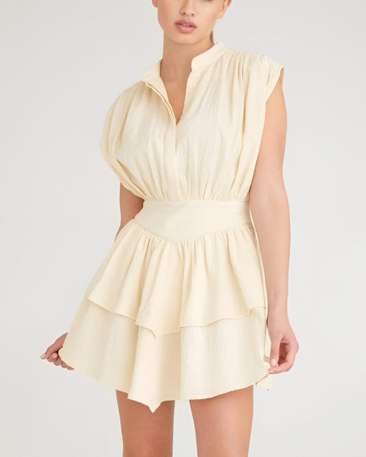 Js71 - Collared Tiered Mini Dress