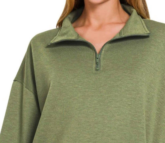 Zenana - Scuba Half Zip Pullover