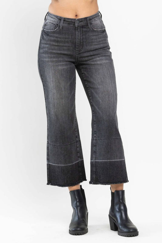 Judy Blue - High Waist Wide Leg Release Hem Crop Jeans