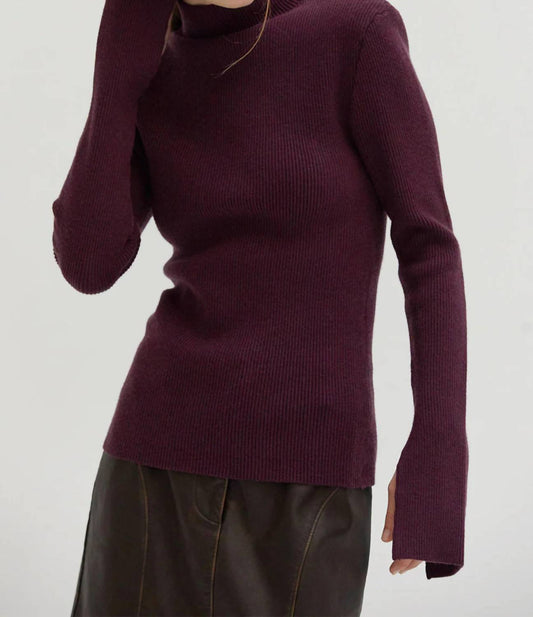 Crescent - Elaine Power Shoulder Mock Neck Sweater