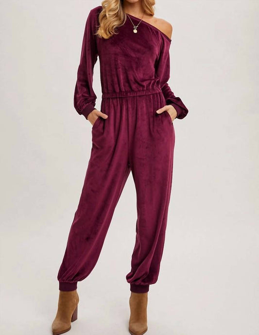 Bluivy - Plum Velvet One Shoulder Jumpsuit