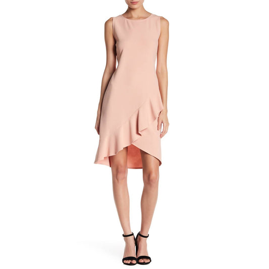 Bebe - Blush Crepe Ruffle Hem Short Mini Dress