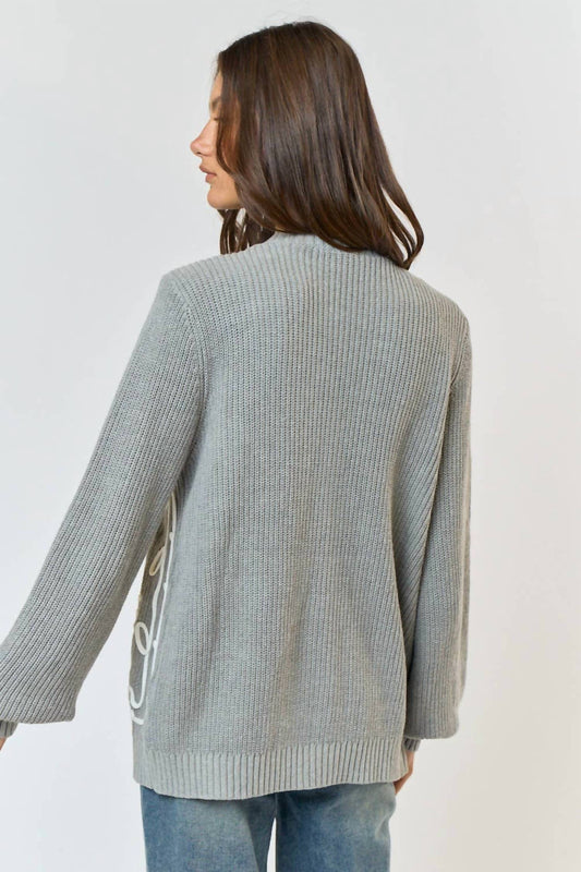 Lalavon - Heart Embroidery Button Down Cardigan