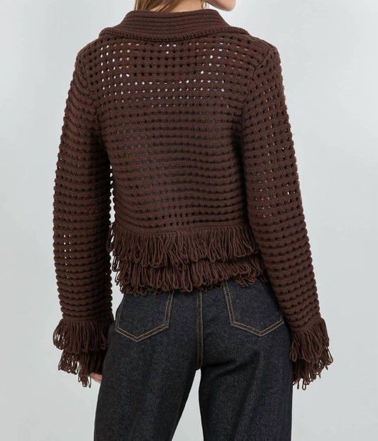 Whiteroom+Cactus - Button Down Fringe Cardigan