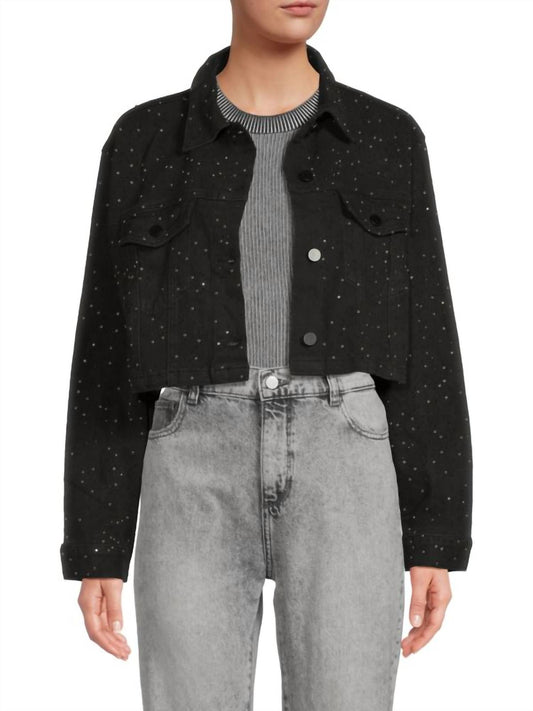 Vintage Havana - Rhinestone Crop Denim Jacket