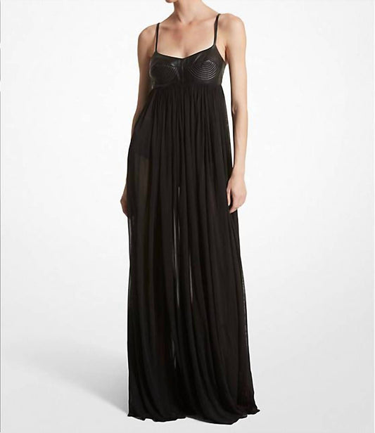 Michael Kors - Plongé Leather & Chiffon Empire Gown
