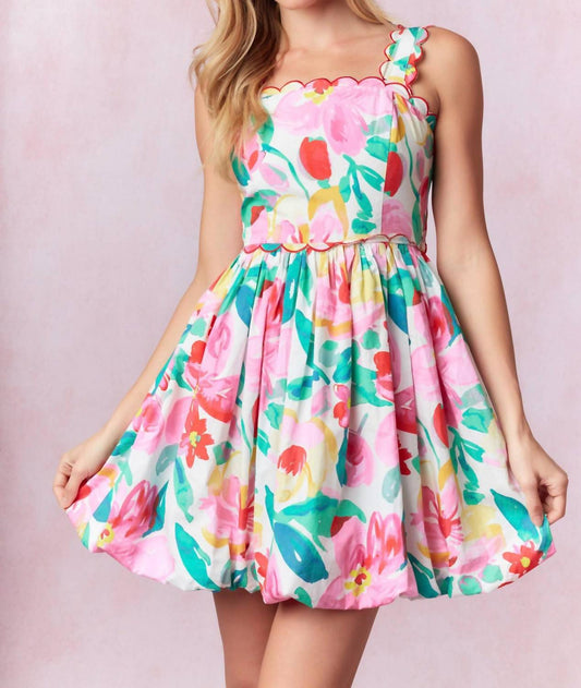 Peach Love - Izzy Back Bow Floral Mini Dress