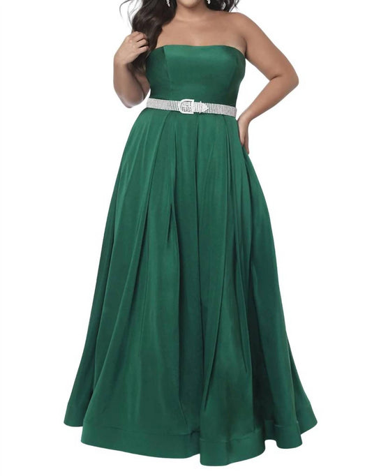 Blush Prom - Glam Stretch Satin Prom Dress - Plus