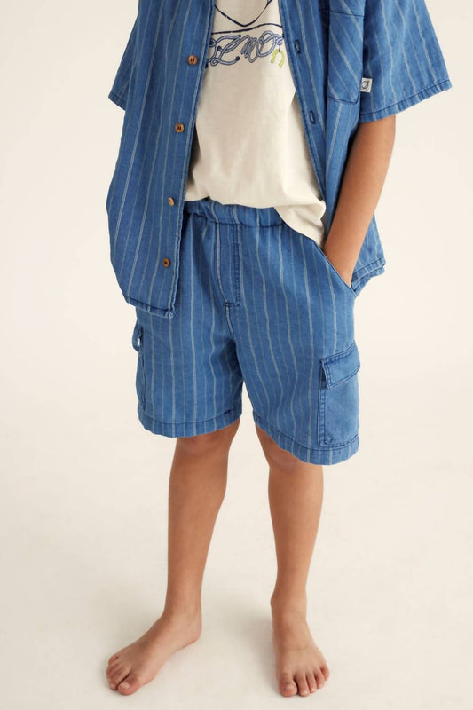 Cozmo - Kid's Leon Striped Denim Bermuda