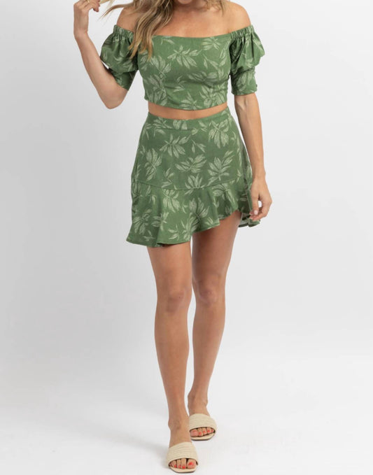 BOTANICAL RUFFLED HEM SKIRT SET