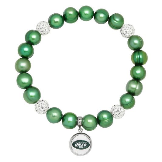 Honora - New York Jets Stretch Pearl & Crystal Bracelet