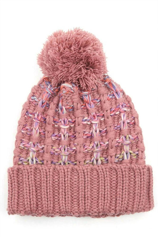 Judson & Company - Women's Double Slipstitch Pom Pom Beanie