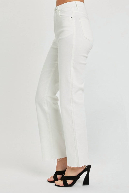 Risen - High Rise Ankle Straight Raw Hem With Side Slit Pants