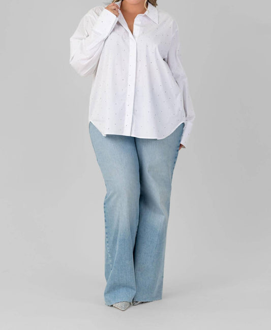 Good American - Crystal Good Button Down Long Lseeve Shirt - Plus