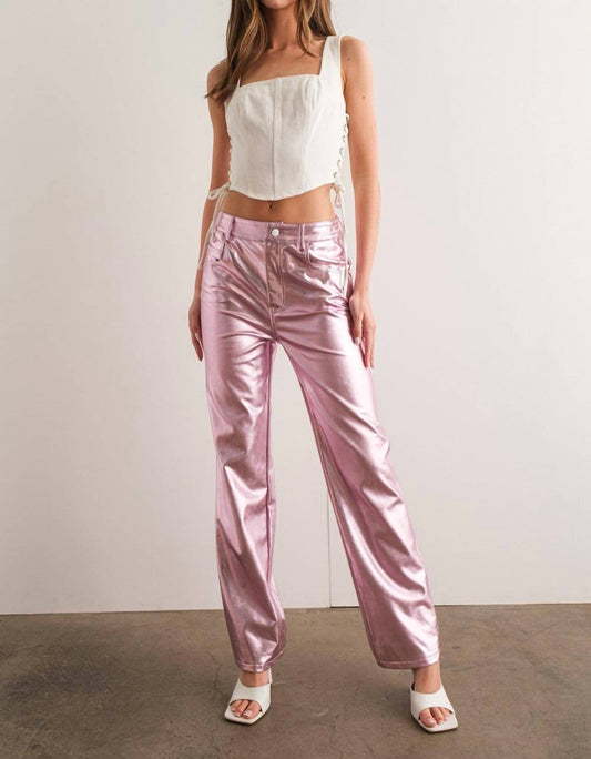 Papermoon - Metallic Straight Leg Pants