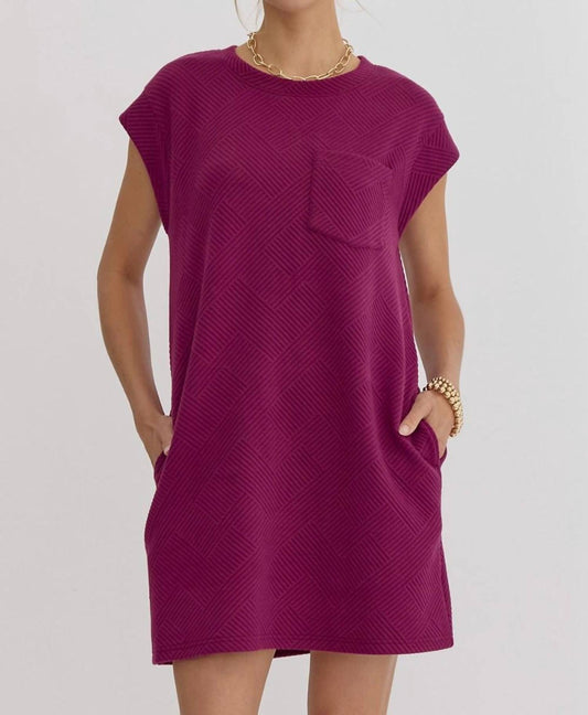 Entro - Textured Round Neck Sleeveless Mini Dress