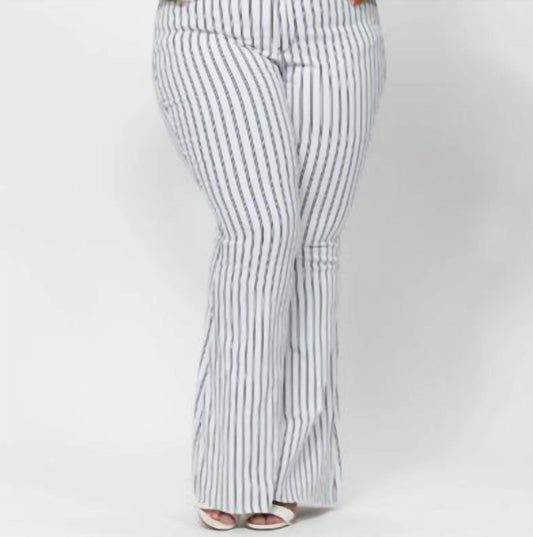 Judy Blue - High Waist White Pin Stripe Super Flare Jeans