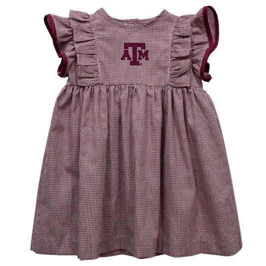 Vive La Fete - Girl's Texas A&m Aggies Embroidered Gingham Ruffle Dress