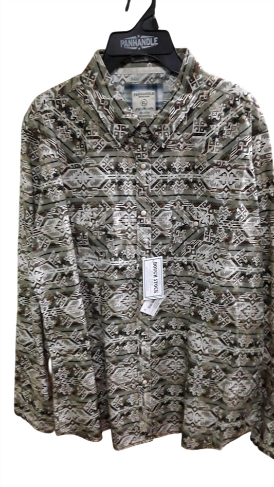 Panhandle - Women Long Sleeve Western Cowgirl Print Shirt - Plus