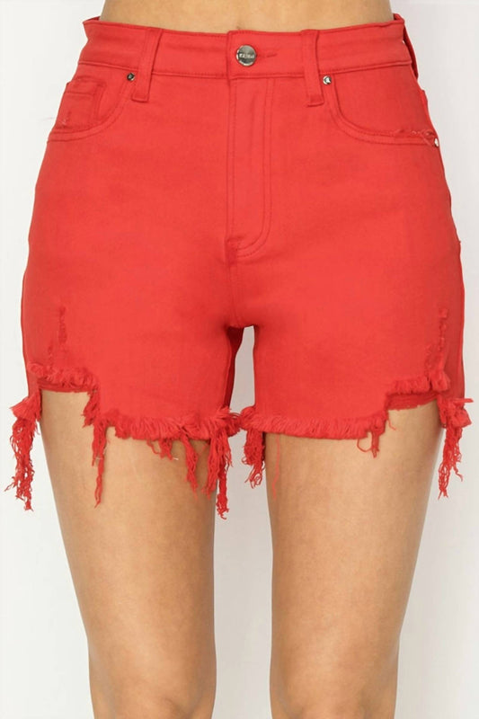 Risen - High Rise Distressed Detail Shorts