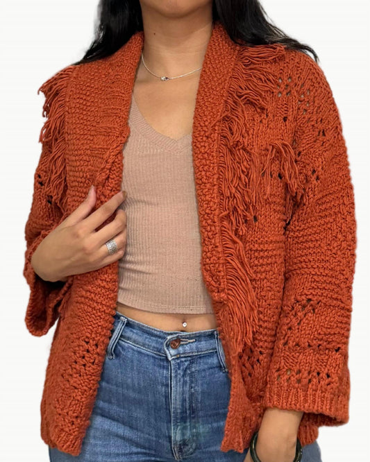 Autumn Cashmere - Southwest Fringed Shawl Collar Throw Jacket