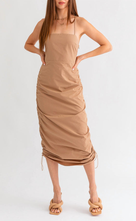 Le Lis - Sleeveless Ruching Tie Back Midi Dress