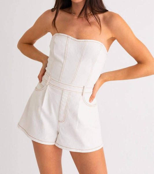Le Lis - Strapless Denim Romper