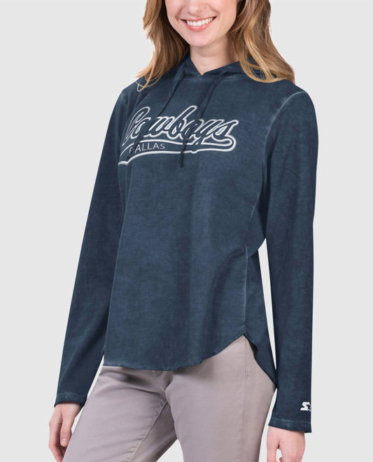 Starter - Dallas Cowboys Womens Wishbone Long Sleeve Hooded Starter Shirt
