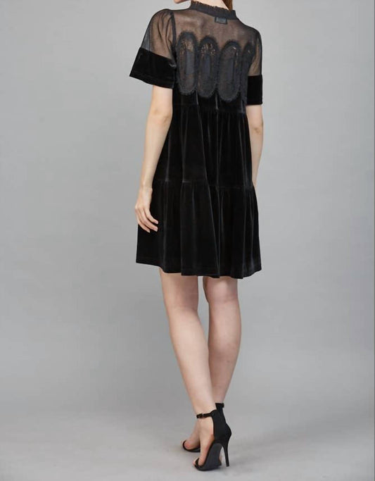 Fate - Contrast Sheer Mesh Intricate Lace Detail Mini Dress