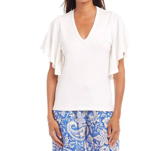Karen Kane - Flutter Sleeve V-Neck Top